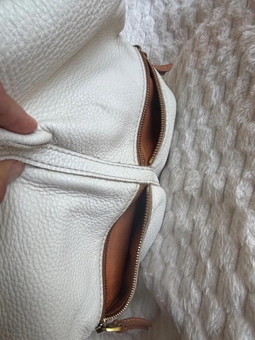 Fossil Erin Cream Ivory Pebbled Leather Foldover Convertible Crossbody